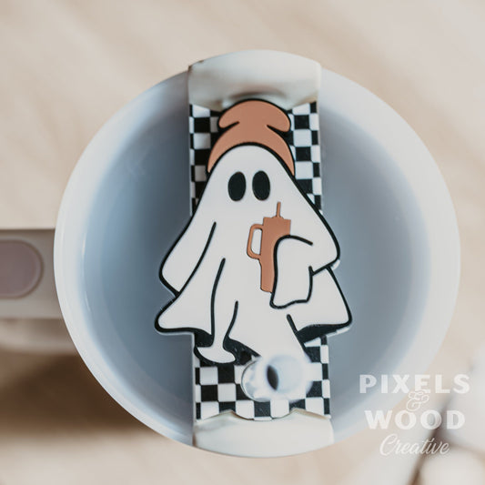 Boo Thang Stanley Quencher Acrylic Tag - Ghost Beanie Tumbler