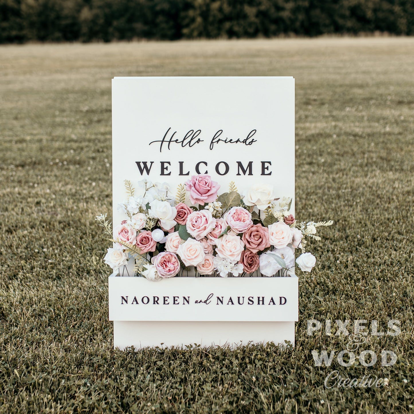 Flower Box Wedding Welcome Sign - Logo Sign