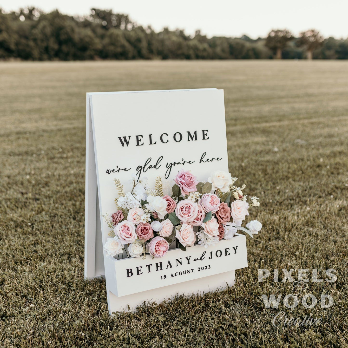 Flower Box Wedding Welcome Sign - Logo Sign