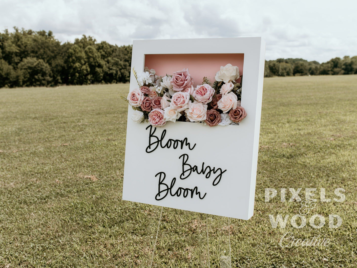 Polaroid Style Flower Box Sign - Welcome Personalized Sign - Wedding/Event
