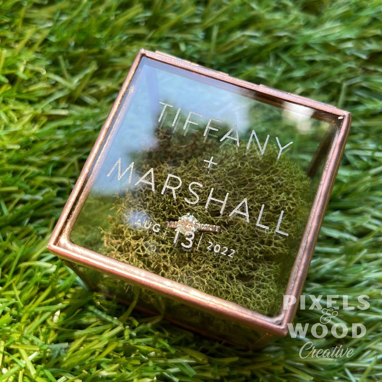 Engraved Glass Ring Box