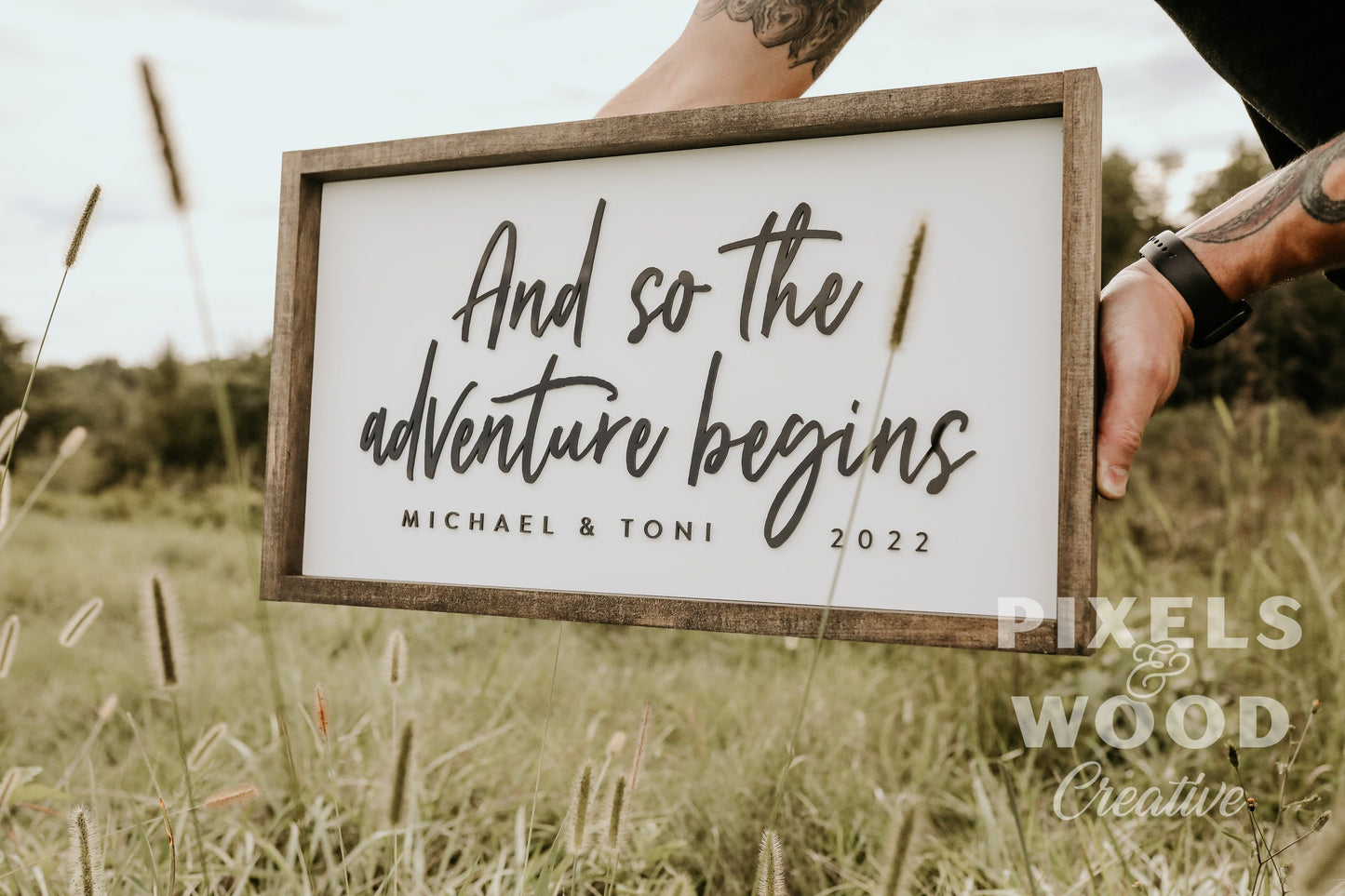 3D And So the Adventure Begins Sign — 12x22 personalized