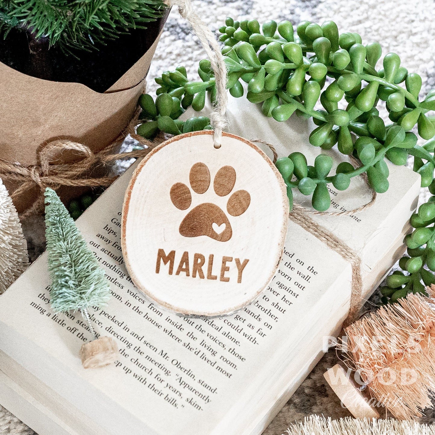 Paw Print Personalized Wood Slice Ornament