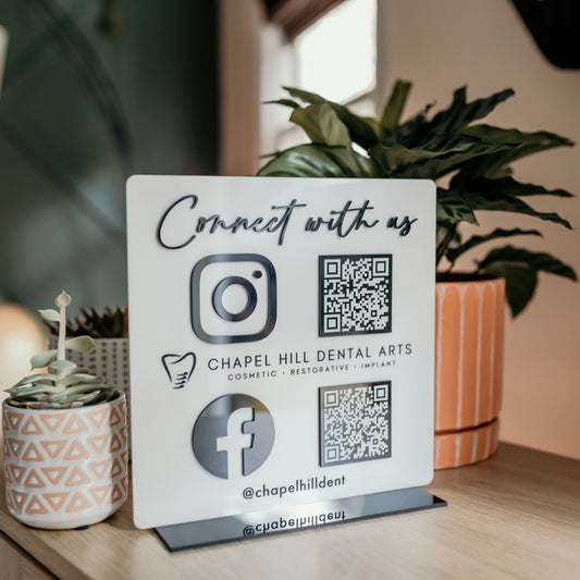 QR Code Business Social Media Sign - Acrylic Square