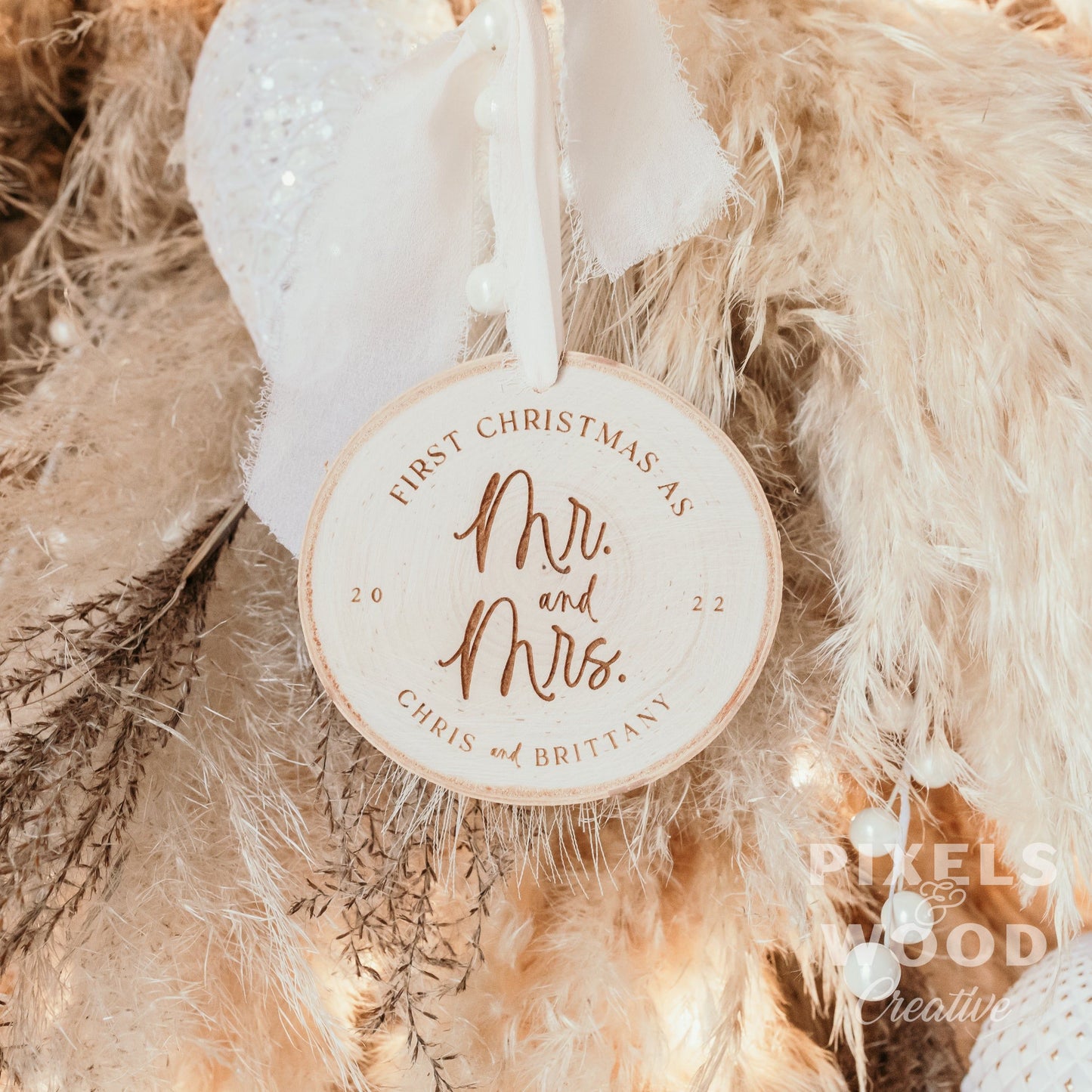 First Christmas as Mr and Mrs Photo Ornament- Script