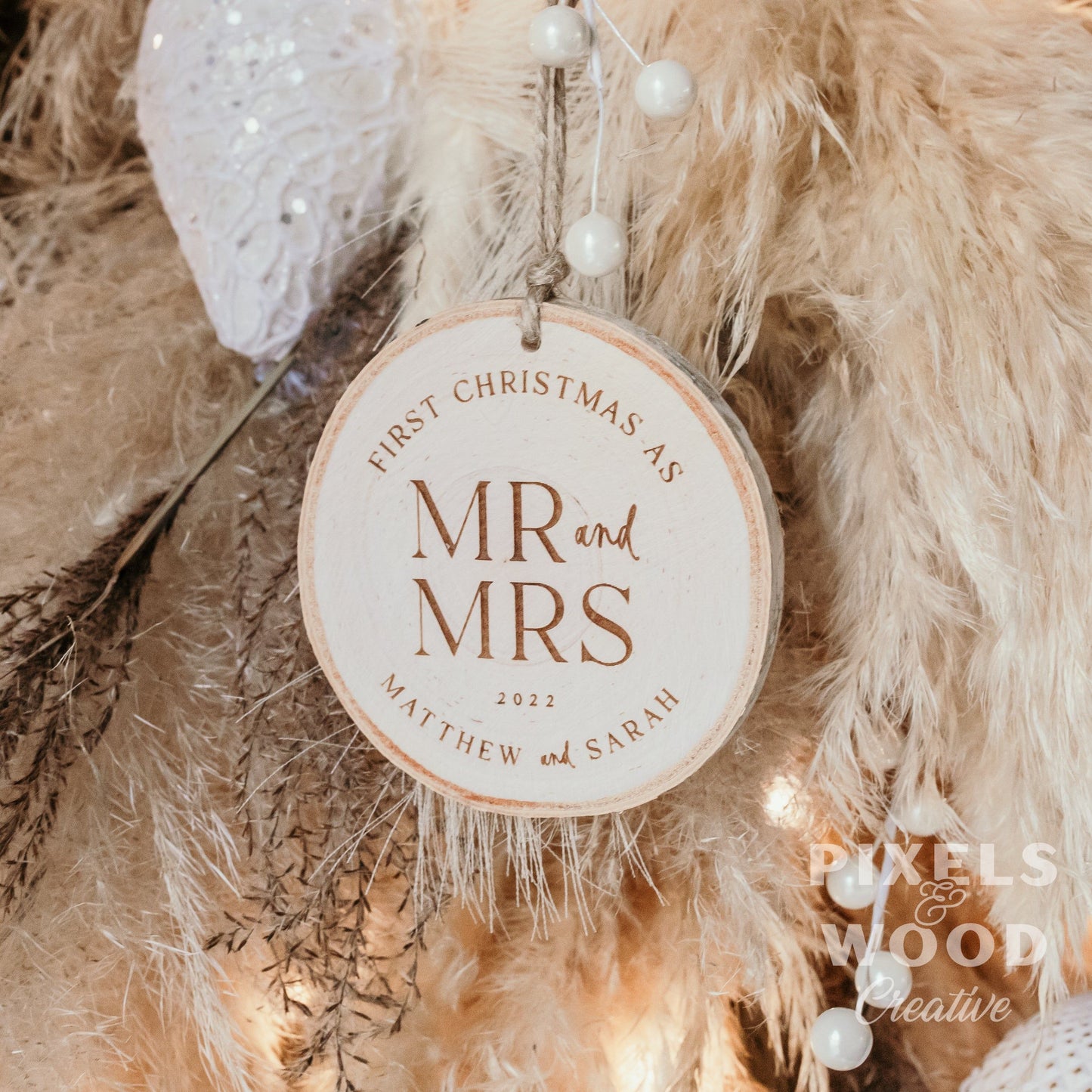 First Christmas as Mr and Mrs Photo Ornament- Sans Serif