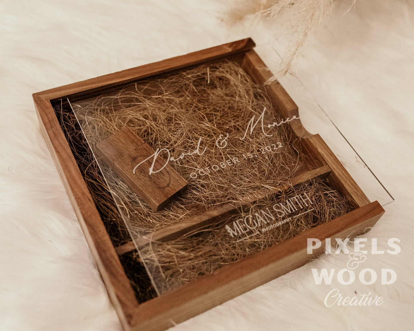 Wood and Acrylic Photographer Gift Box with Custom Engraving and 32GB USB Drive