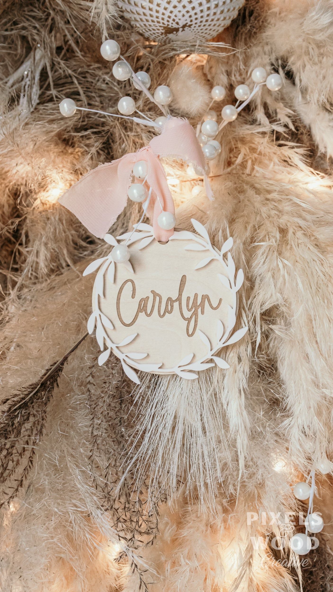 Floral Wreath Name Ornament