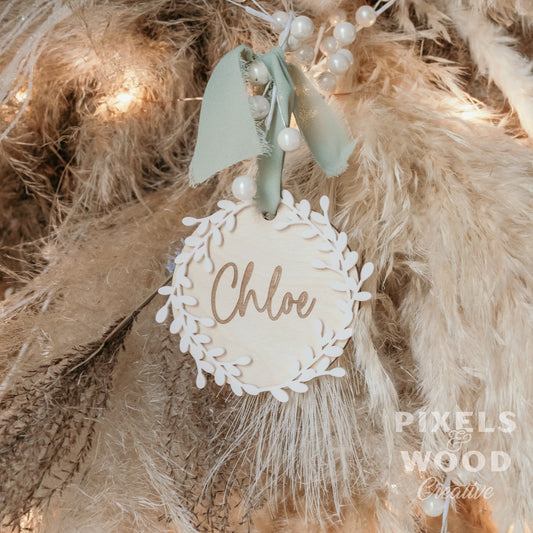 Floral Wreath Name Ornament